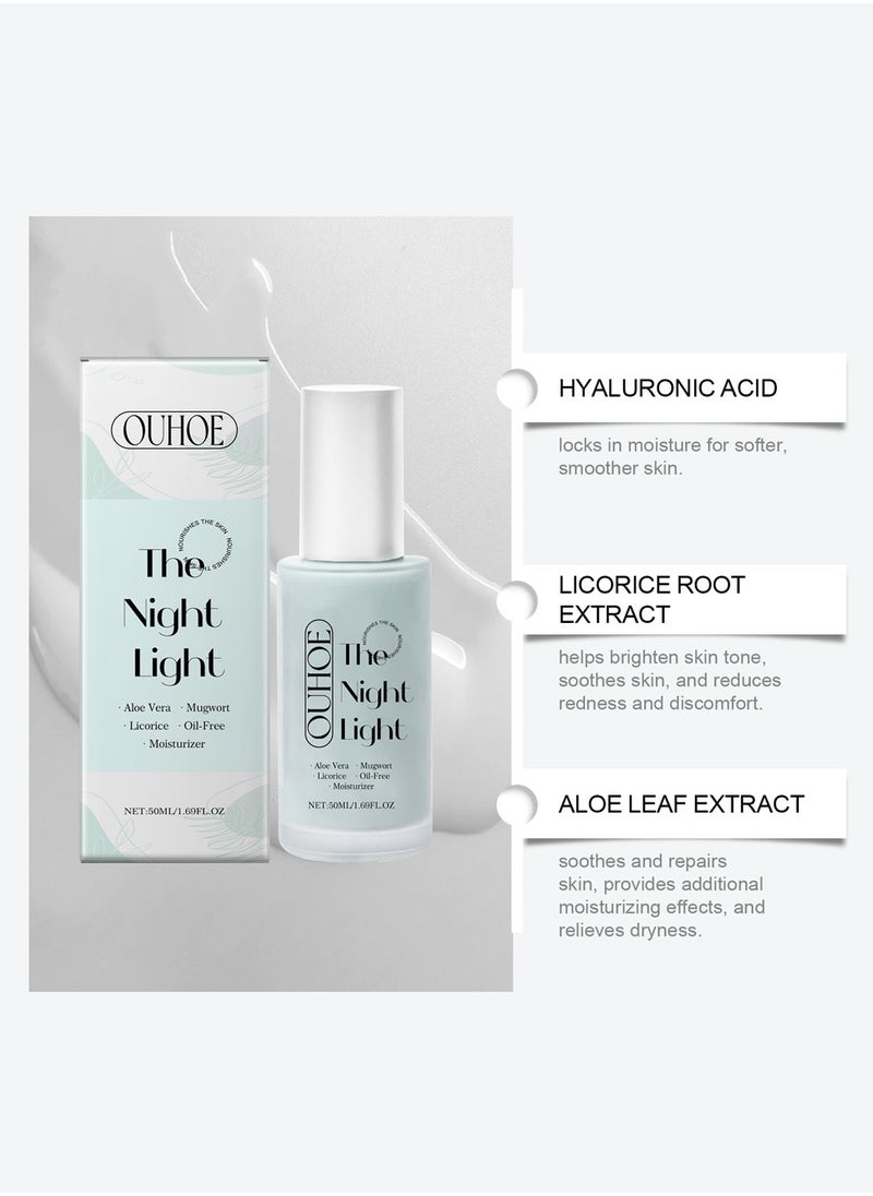 Hyaluronic Acid Moisturizing Serum, Oil-Free Hydrating Formula with Aloe Vera, Mugwort, and Licorice for Deep Moisture