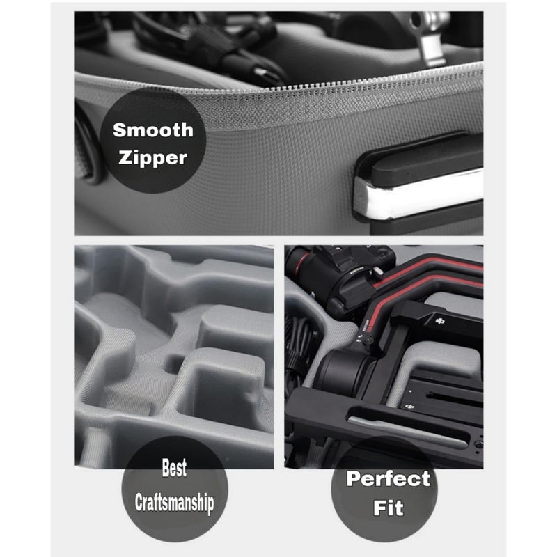 GetZget Ethylene Vinyl Acetate (Eva) Soft Carrying Bag for DJI Ronin Rs 3 Gimbal & Accessories Travel Protective Waterproof Case,Grey - Image 5