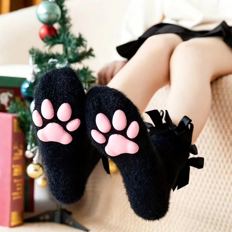 SUPTEC Fuzzy Cute Cat Paw Socks, Cozy 3D Paw Pad Toe Beans Socks for Women - Image 4