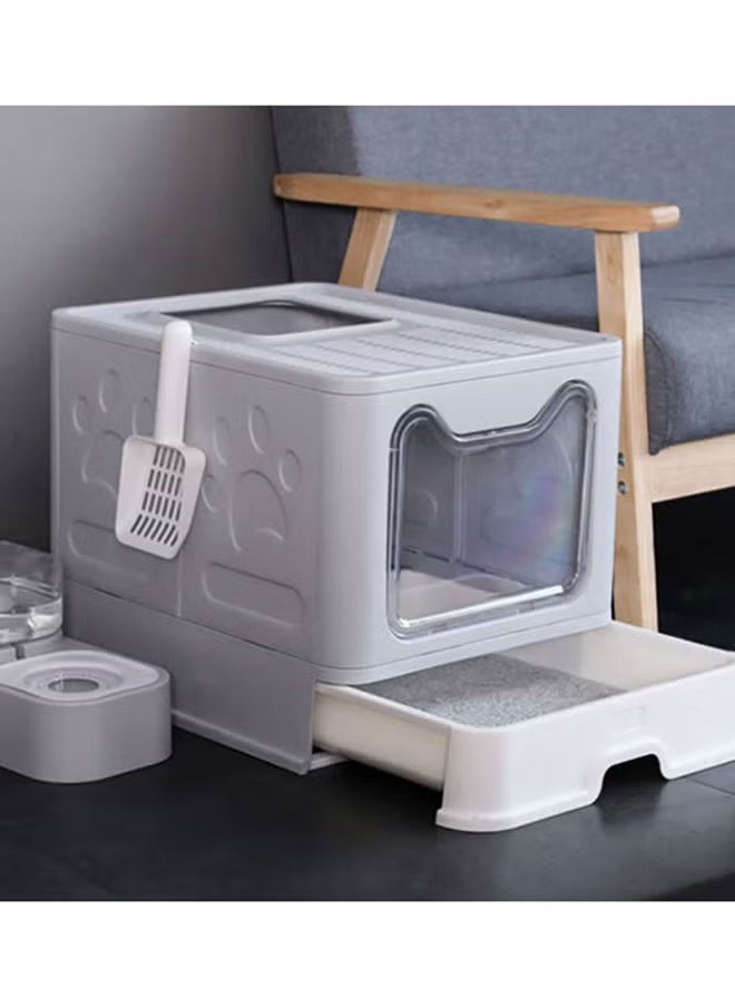 Cat Litter Box, Cat Toilet, Forward Ejection, Drawer Type Deodorization, Easy To Clean, Gray