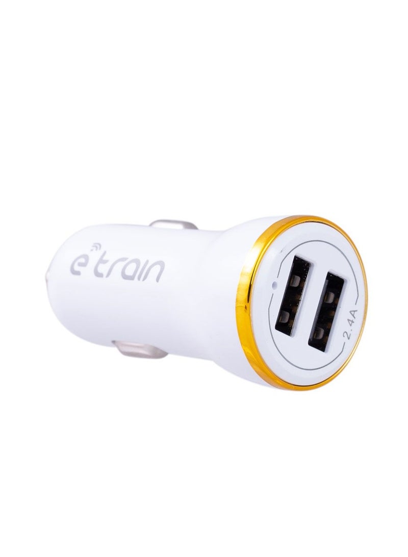 E-Train Car Charger 2.1MAh with Type-C Cable 1m - with Led Indicator - MP100  - White - Image 5