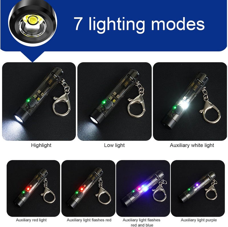 klarako Miniature Keychain LED Flashlight, USB C Rechargeable Keychain Flashlights with Whistle, Mini Flashlight Emergency Outdoor Torch for Camping Outdoors Emergency - Image 5