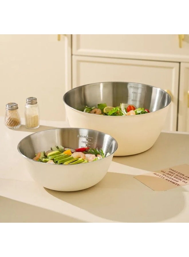 هومستر طقم وعائي خلط من الفولاذ المقاوم للصدأ (1200 مل + 2500 مل) - أطباق تحضير طعام للسلطة والعجين والخفق - بقاعدة مانعة للانزلاق - Image 1