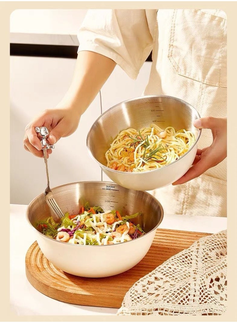 هومستر طقم وعائي خلط من الفولاذ المقاوم للصدأ (1200 مل + 2500 مل) - أطباق تحضير طعام للسلطة والعجين والخفق - بقاعدة مانعة للانزلاق - Image 4
