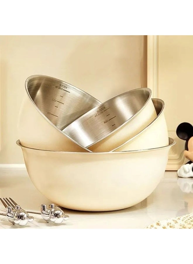 هومستر طقم وعائي خلط من الفولاذ المقاوم للصدأ (1200 مل + 2500 مل) - أطباق تحضير طعام للسلطة والعجين والخفق - بقاعدة مانعة للانزلاق - Image 5