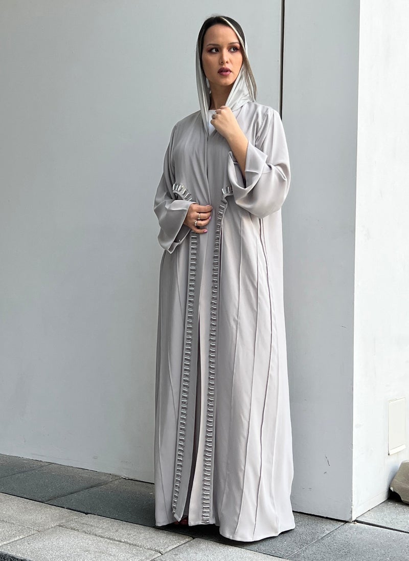 Moistreet Embroidered Open Front Abaya - Image 4