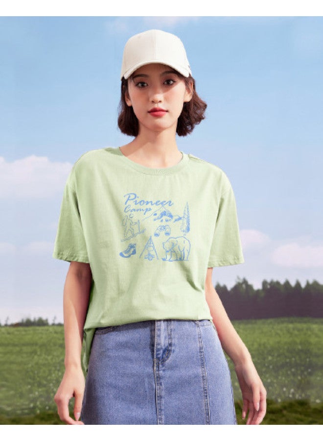 Fun Print Comfortable Cotton T-shirt outdoor Fashion Short Sleeve Tee 2025 Summer Trendy Round Neck Top - Image 1