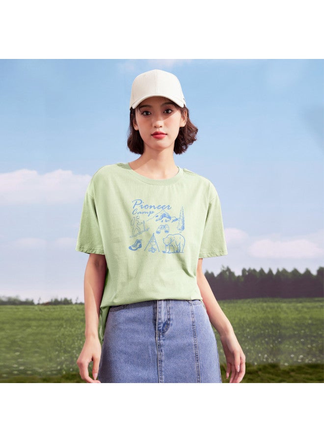 Fun Print Comfortable Cotton T-shirt outdoor Fashion Short Sleeve Tee 2025 Summer Trendy Round Neck Top - Image 2