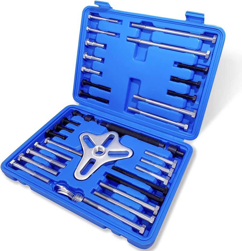 Thorstone 46pcs Harmonic Balancer Puller Set, Steering Wheel Flywheel Crankshaft Pulley Puller,Blue - Image 1