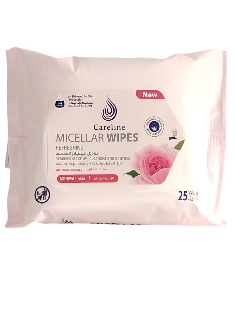 Refreshing micellar wipes remove make up cleanses and soothes with Rose Extract