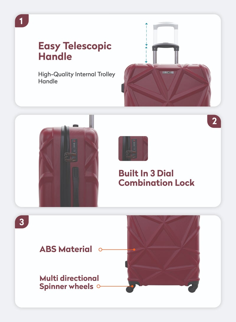 PARAJOHN Matrix Large 28-Inch ABS Material Lightweight Hardshell Luggage Trolley | carrying 30kg Durable Hardsided Spinner Trolley Suitcase burgundy - Image 3