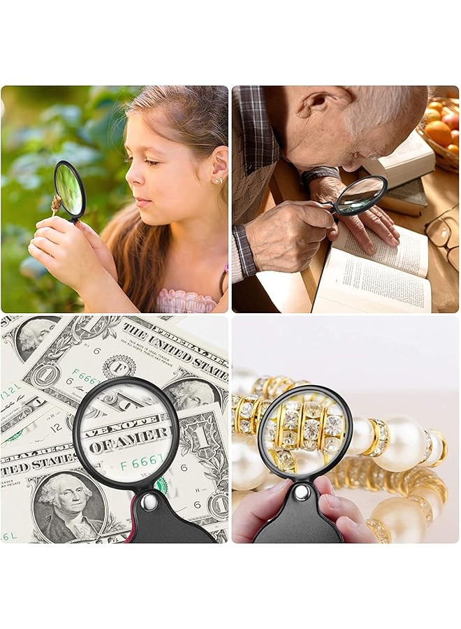 erorex 2 Pack 8X Mini Magnifying Glass Pocket Magnifying Glass 50Mm Folding Pocket Magnifier Loupe With Rotating Protective Holster For Reading Maps - Image 3