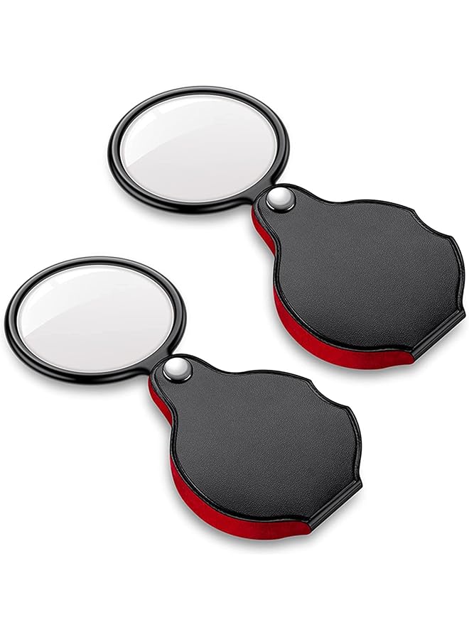 erorex 2 Pack 8X Mini Magnifying Glass Pocket Magnifying Glass 50Mm Folding Pocket Magnifier Loupe With Rotating Protective Holster For Reading Maps - Image 1
