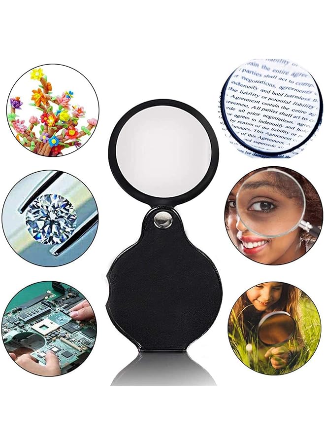 erorex 2 Pack 8X Mini Magnifying Glass Pocket Magnifying Glass 50Mm Folding Pocket Magnifier Loupe With Rotating Protective Holster For Reading Maps - Image 5
