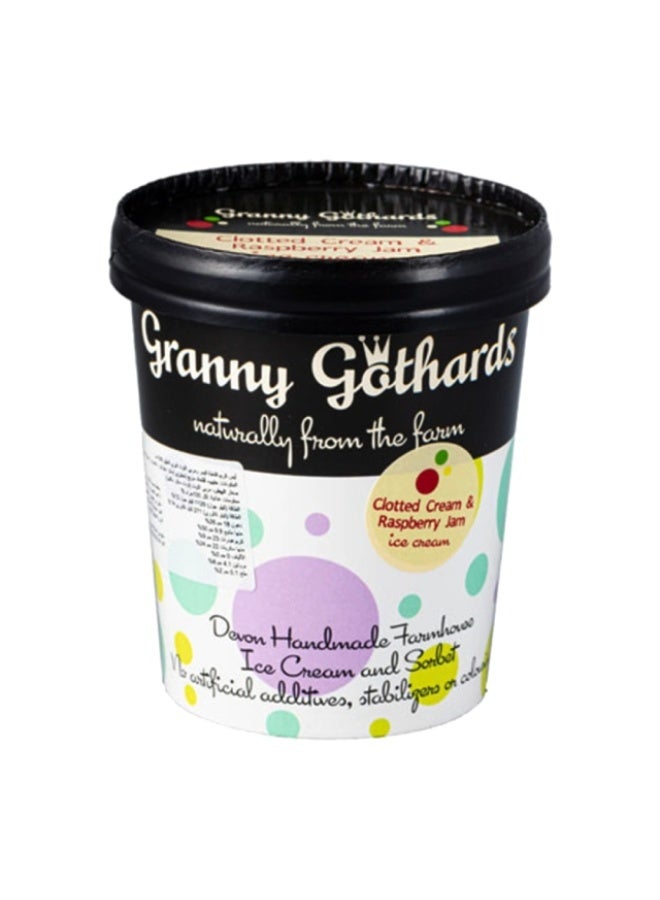 Gourmet Ice Cream, Clotted Cream & Raspberry -500ml, UK