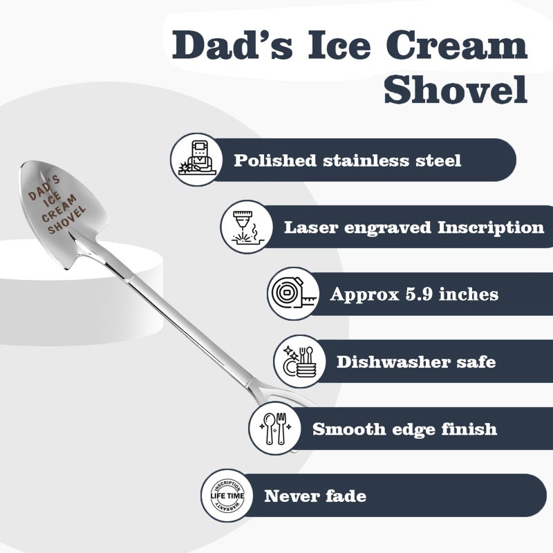 stormroo Gifts For Dad Men From Daughter Fathers Day Gifts Ice Cream Spoon Scoop For Ice Cream Lovers  Dad Men Gifts From Daughter Son Funny Engraved Stainless Steel Spoon Shovel Fathers Dad Day Gifts - Image 5