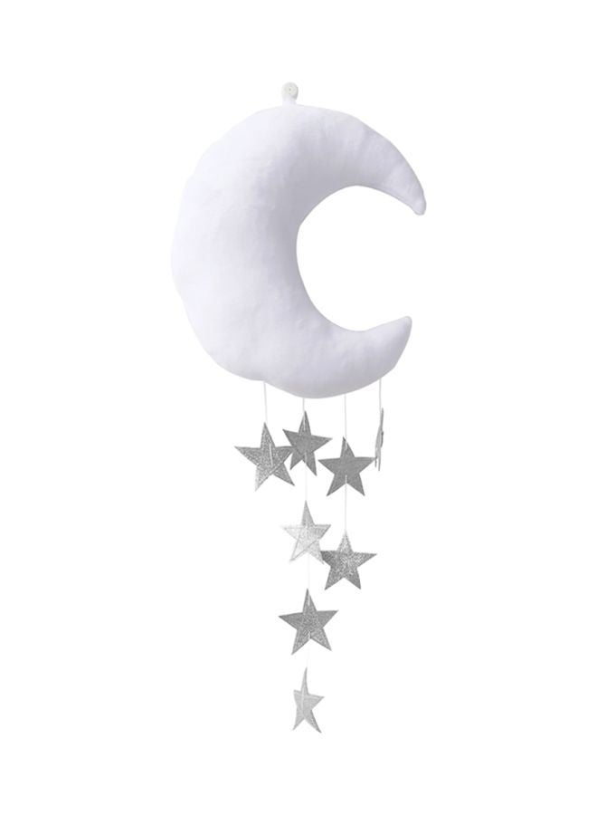 NIBEMINENT Hanging Moon Stars Stuffed Wall Backdrop White/Silver