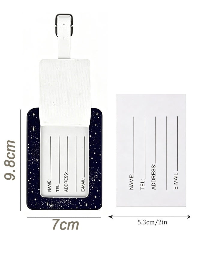 MXN 4 Pcs PU Leather Personalized Suitcase Luggage Tags with Privacy Cover Suitcases and Metal Loop - Retro Luggage Tags for Suitcase Name ID Labels for Travel Bag Suitcase - Image 2