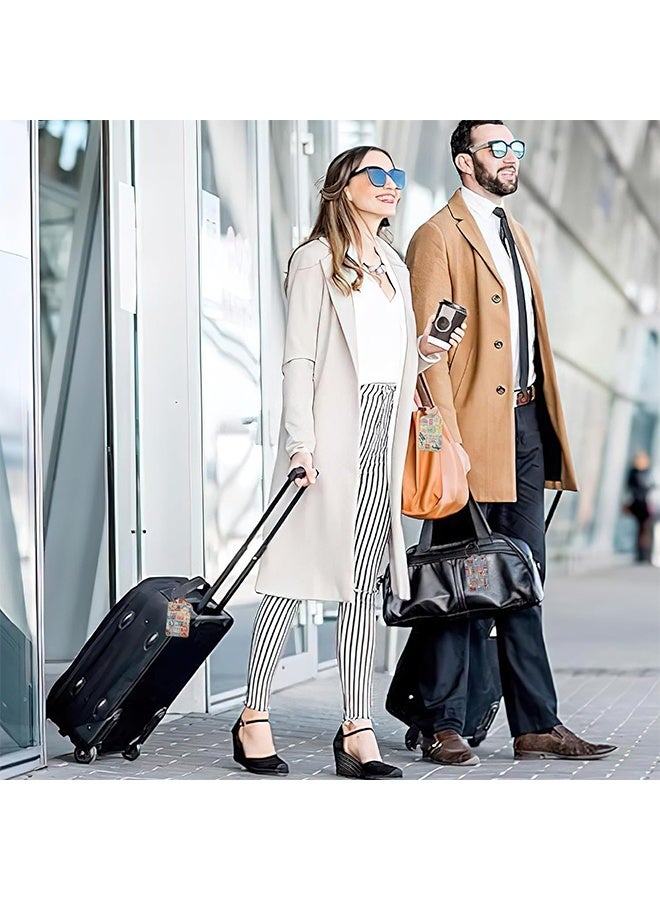 MXN 4 Pcs PU Leather Personalized Suitcase Luggage Tags with Privacy Cover Suitcases and Metal Loop - Retro Luggage Tags for Suitcase Name ID Labels for Travel Bag Suitcase - Image 5