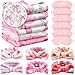 Fanfanwin 18 Pcs Sleepover Party Supplies for Girls 6 Style Cute Pink Bow Blanket 6 Coral Fleece Spa Headband 6 Plush Pink Eye Mask Cover for Slumber Sleepover Spa Party GiftLovely - Image 2