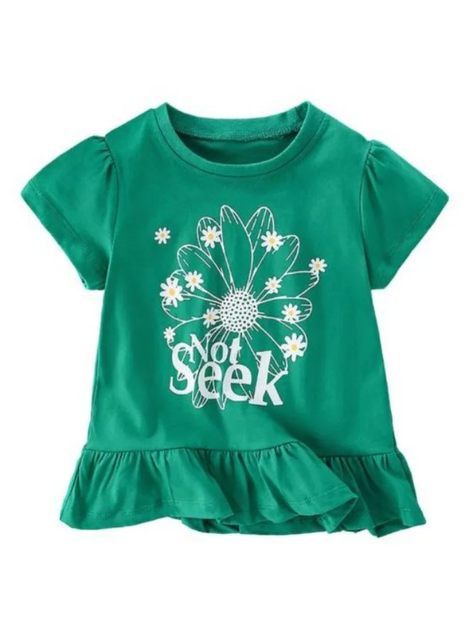 YUNIQEE Green Printed Short Sleeve Crew Neck T-Shirt