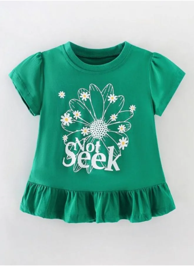 YUNIQEE Green Printed Short Sleeve Crew Neck T-Shirt