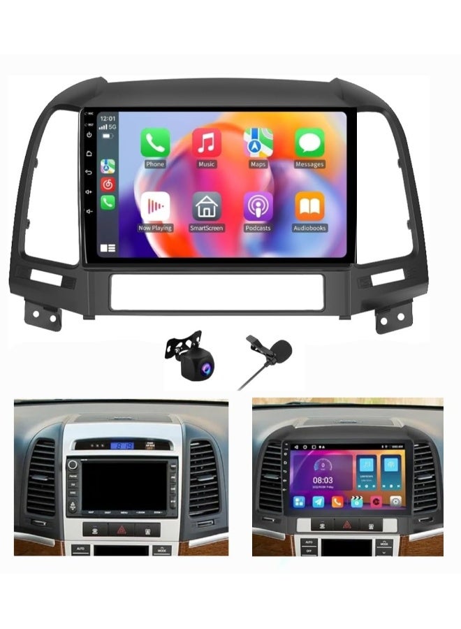 Vierex Fit For Hyundai Santa Fe 2006-2012 Android Car Stereo Screen with Apple CarPlay Android Auto Wireless WiFi DSP Radio Bluetooth HD Camera Included and Fast Interface 4 32GB Santa Fe Screen - Image 1