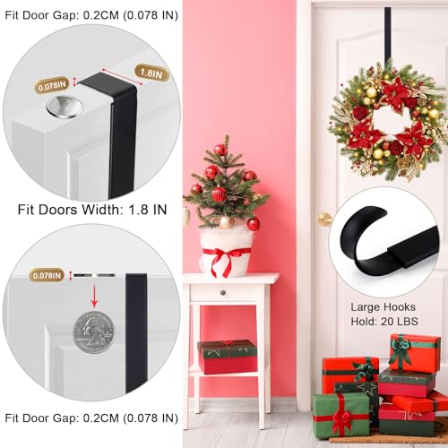 HEYHOUSE Wreath Hanger,Christmas Decorations Adjustable Wreath Hanger for Front Door Decor from 14.9-25",Over The Door Hooks Organizer 20 lbs Larger Doors Wreaths Hanger Halloween Xmas Decorations Hook - Image 5