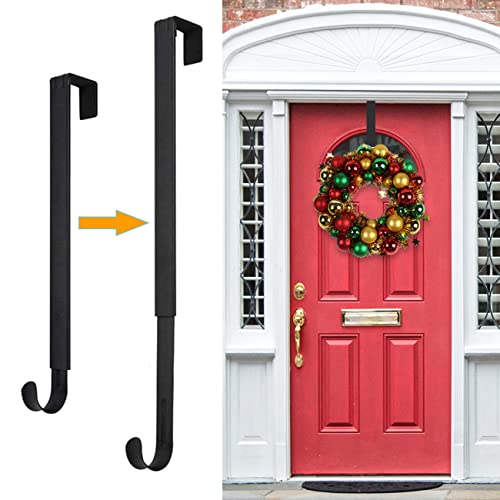 HEYHOUSE Wreath Hanger,Christmas Decorations Adjustable Wreath Hanger for Front Door Decor from 14.9-25",Over The Door Hooks Organizer 20 lbs Larger Doors Wreaths Hanger Halloween Xmas Decorations Hook - Image 1