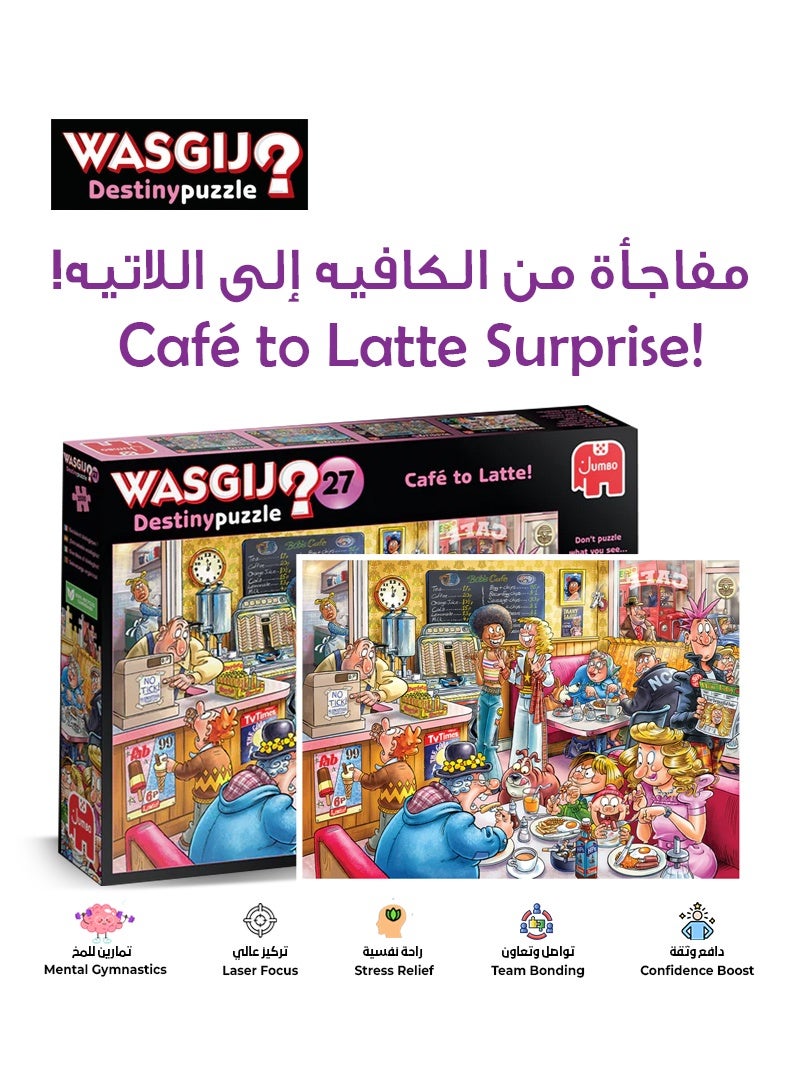 Wasgij Destiny 27 - Café to Latte! 1000 Piece Jigsaw Puzzle | Fun & Challenging | Puzzle the Future | Eco-Friendly 100% Recycled Cardboard | 68x49 CM - Image 1