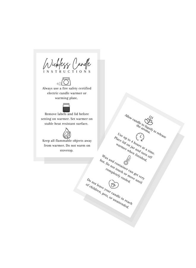 Lashicorn Wickless Candle Care Instruction Card For Clients; Physical Printed 2" X 3.5" Inches Business Card Size ; Minimalist White With Black Design  - Image 1