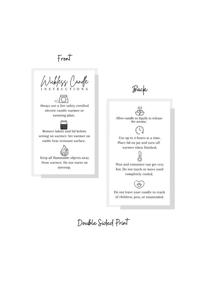 Lashicorn Wickless Candle Care Instruction Card For Clients; Physical Printed 2" X 3.5" Inches Business Card Size ; Minimalist White With Black Design  - Image 4