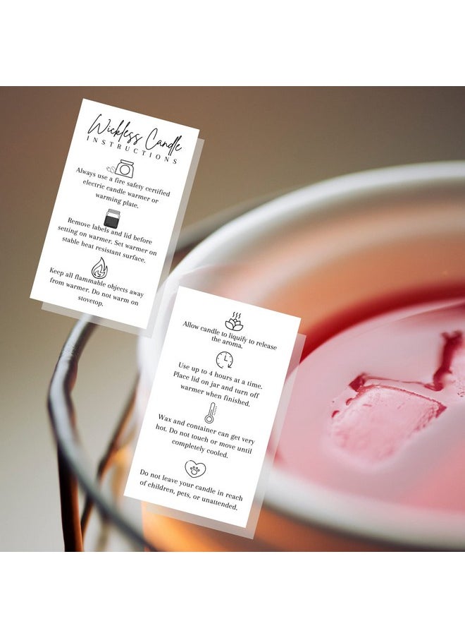 Wickless Candle Care Instruction Card For Clients; Physical Printed 2" X 3.5" Inches Business Card Size ; Minimalist White With Black Design