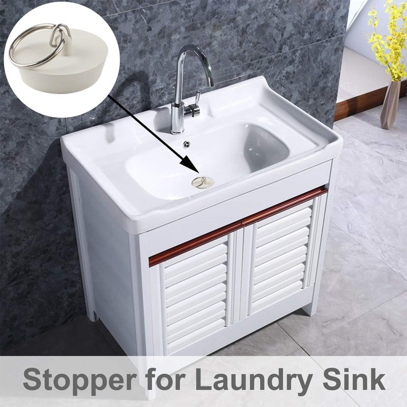 Hibbent 6 Pieces Drain Stopper, Rubber Kitchen Sink Drain, Sink Stopper Drain Plug with Pull Ring for Kitchen, Bathtub, Bathroom and Laundry Sink in 6 Different Sizes, White - Image 4