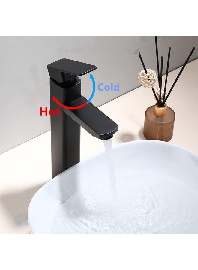 Biella Matte Black Bathroom Basin Mixer With Pop Up Drain And Hoses - Modern Hot And Cold Water Lavatory Washbasin Faucet For Kitchen Bathroom - Image 3