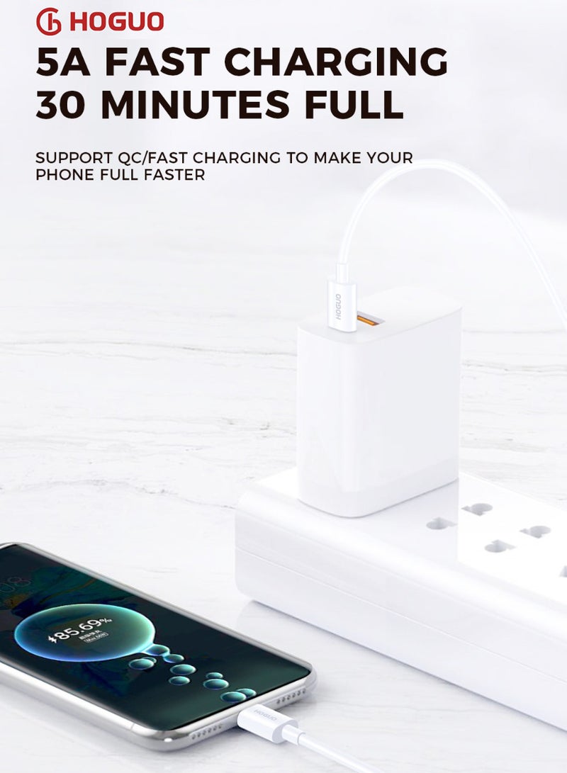 HOGUO 1 Meter USB Type-C Output 5A Data Sync Quick Charging Cable White - Image 3