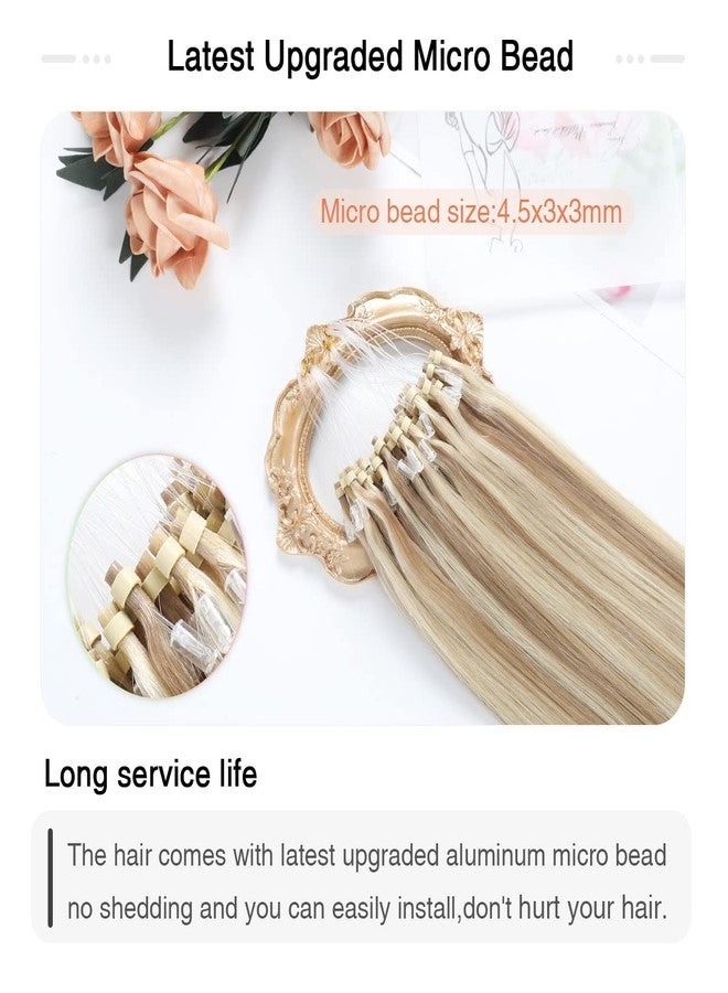 سويا وصلات شعر SUYYA Micro Loop، شعر بشري حقيقي، أشقر رمادي/أشقر فاتح، وصلات شعر Microlink مستقيمة، 50 خصلة، 50 غرام/العبوة للنساء (18 بوصة #P18/613) - Image 4
