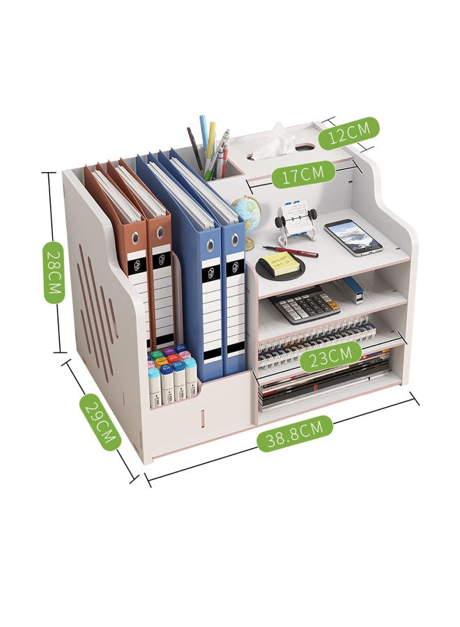 ZERIFAM Desk File Organizer - Paper Organizer, Office Paper Rack, Suitable For Office Supplies, Study Supplies, Desktop Multi-Layer Storage Rack. (White) - Image 2