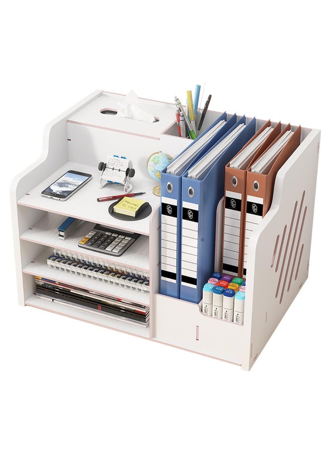 ZERIFAM Desk File Organizer - Paper Organizer, Office Paper Rack, Suitable For Office Supplies, Study Supplies, Desktop Multi-Layer Storage Rack. (White) - Image 1