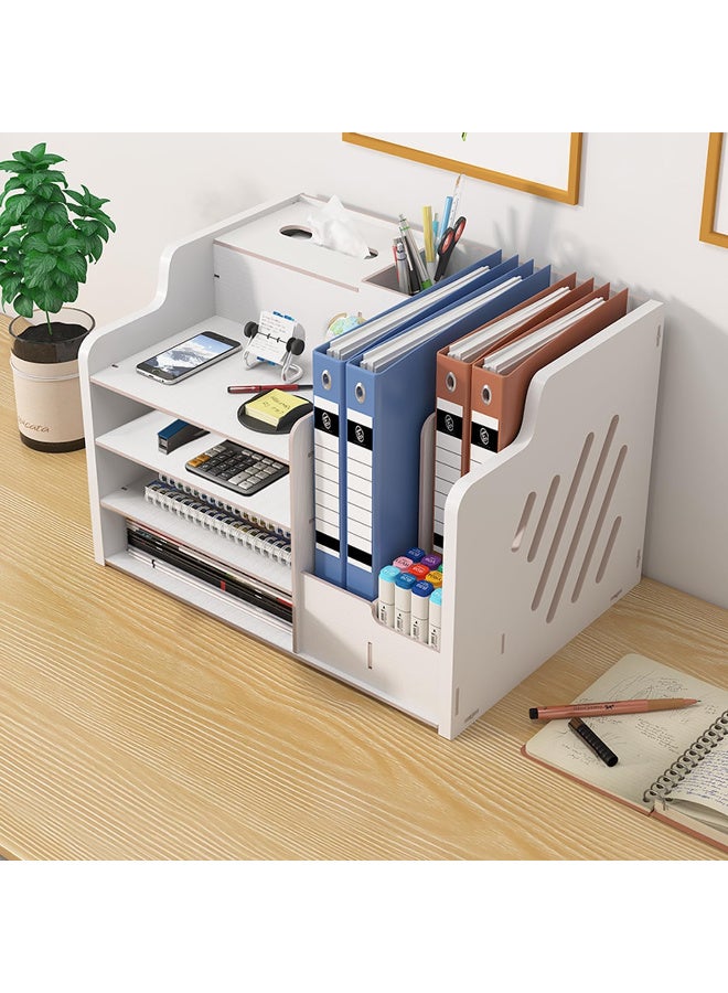 ZERIFAM Desk File Organizer - Paper Organizer, Office Paper Rack, Suitable For Office Supplies, Study Supplies, Desktop Multi-Layer Storage Rack. (White) - Image 3