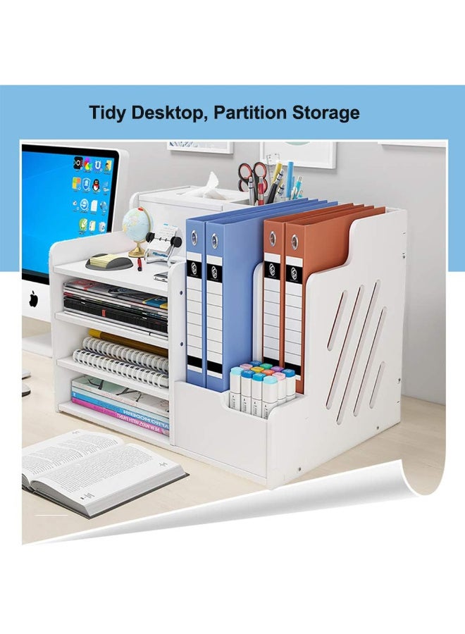 ZERIFAM Desk File Organizer - Paper Organizer, Office Paper Rack, Suitable For Office Supplies, Study Supplies, Desktop Multi-Layer Storage Rack. (White) - Image 4
