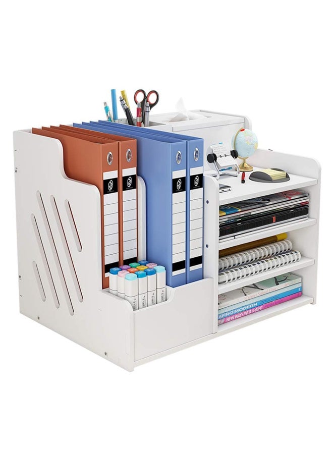 ZERIFAM Desk File Organizer - Paper Organizer, Office Paper Rack, Suitable For Office Supplies, Study Supplies, Desktop Multi-Layer Storage Rack. (White) - Image 5