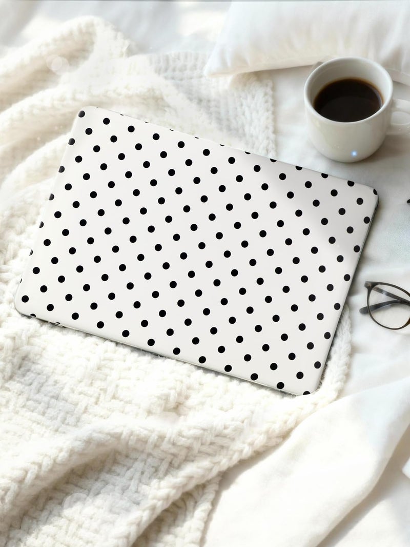 Seorsok Compatible with MacBook Air 13 Inch Case 2022 2021 2020 2019 2018 Release A1932 A2179 M1 A2337 Touch ID,Elegant Leather Plastic Hard Shell Case & Keyboard Cover,Black Polka Dots Design,White - Image 4