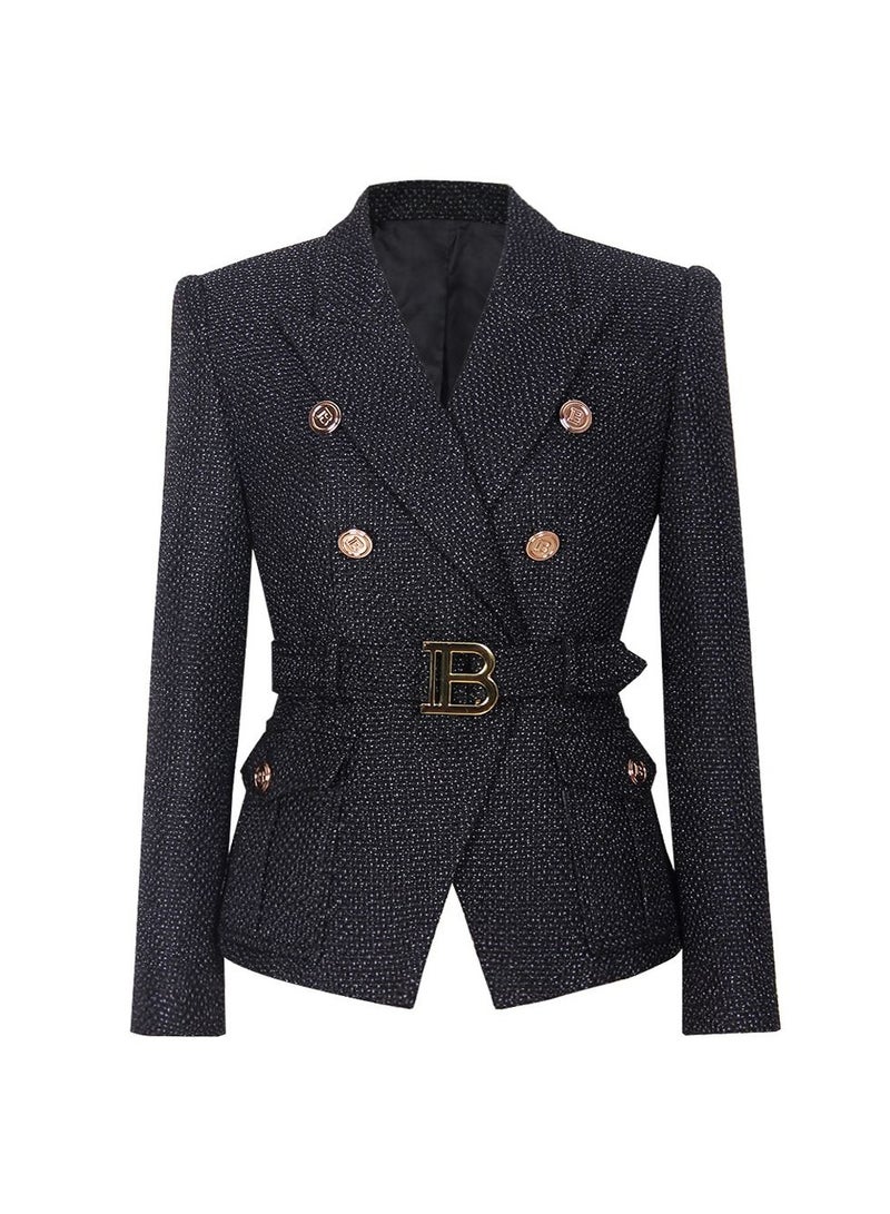 KUYING New Fashion High end Short Brilliant Silk Tweed High Quality Top Coat