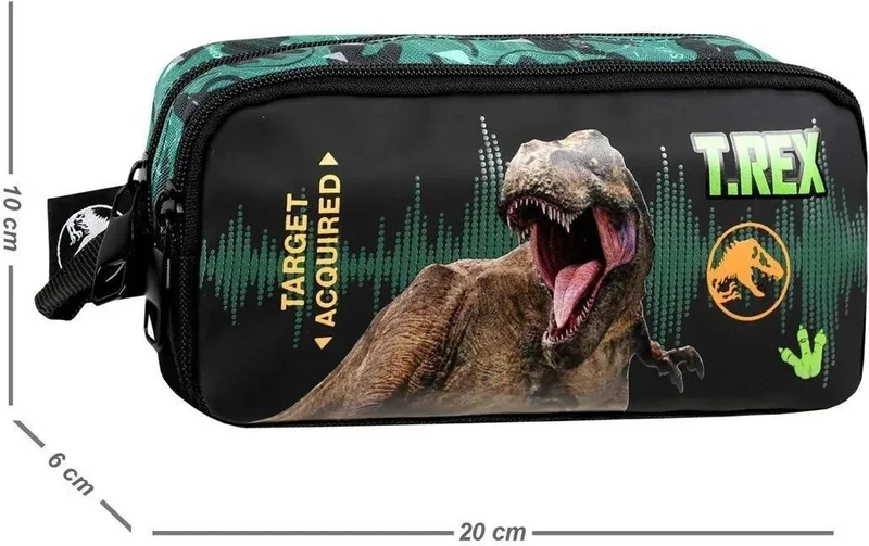ماشو تريند 3 Compartment Target Trex School Bag + Pencil Case + Trex Nutrition + Trex Water Bottle - Dino Bag Primary School Bag