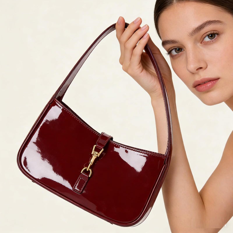 JQWSVE Shoulder Bags for Women Burgundy Purse Trendy Small Handbag Faux Leather Shoulder Purse Everyday Bag - Image 3