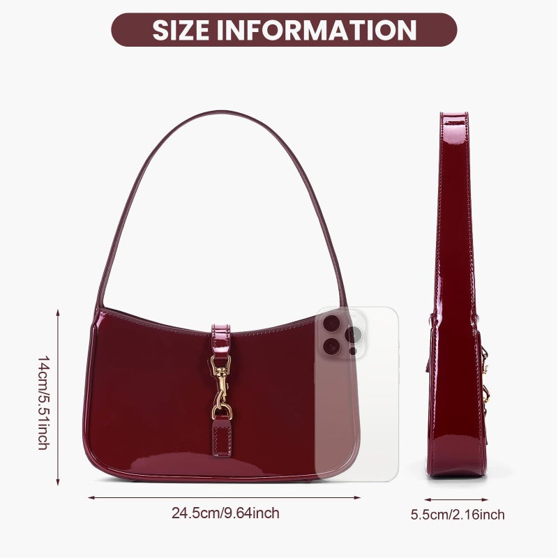 JQWSVE Shoulder Bags for Women Burgundy Purse Trendy Small Handbag Faux Leather Shoulder Purse Everyday Bag - Image 5