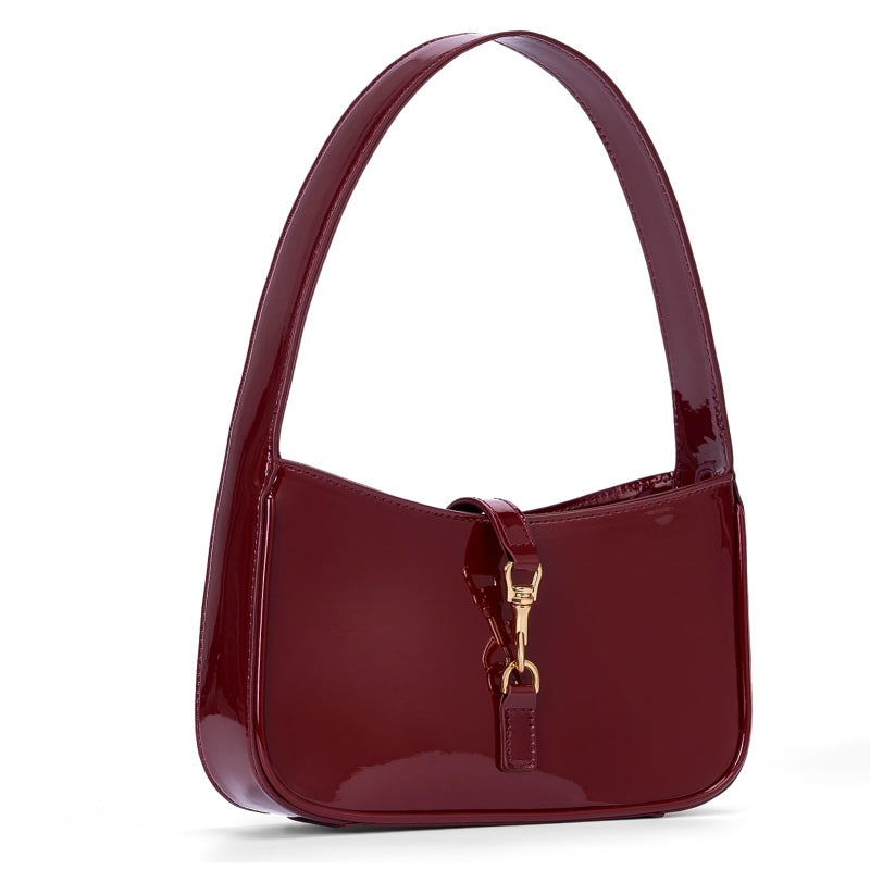 JQWSVE Shoulder Bags for Women Burgundy Purse Trendy Small Handbag Faux Leather Shoulder Purse Everyday Bag - Image 1