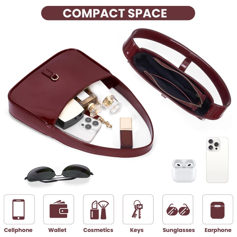 JQWSVE Shoulder Bags for Women Burgundy Purse Trendy Small Handbag Faux Leather Shoulder Purse Everyday Bag - Image 4