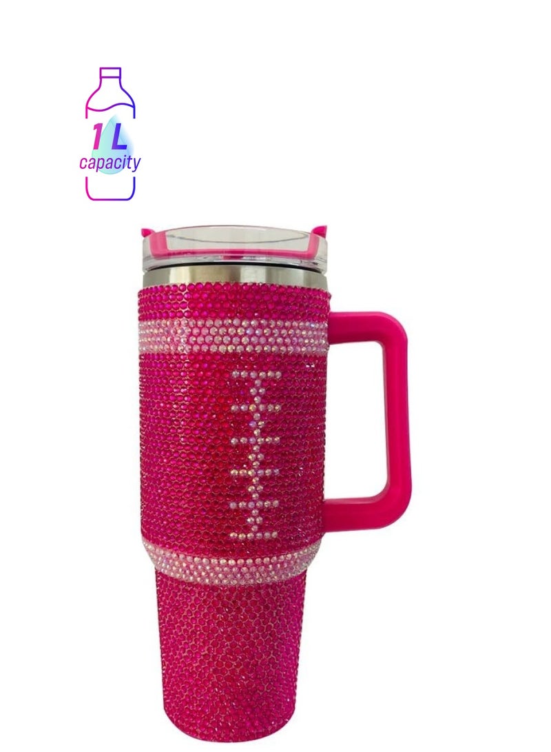 40 أونصة من حجر الراين تمبلر الفولاذ المقاوم للصدأ كأس النساء الماس اللامع سيارة السفر ثيرموس القهوة زجاجة الماء